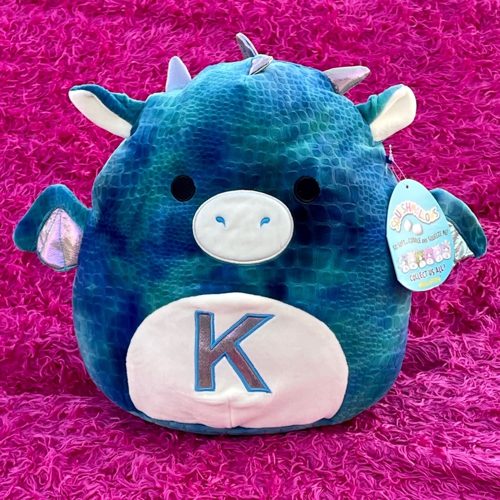 Initialed Dominic Blue Textured Dragon Letter K